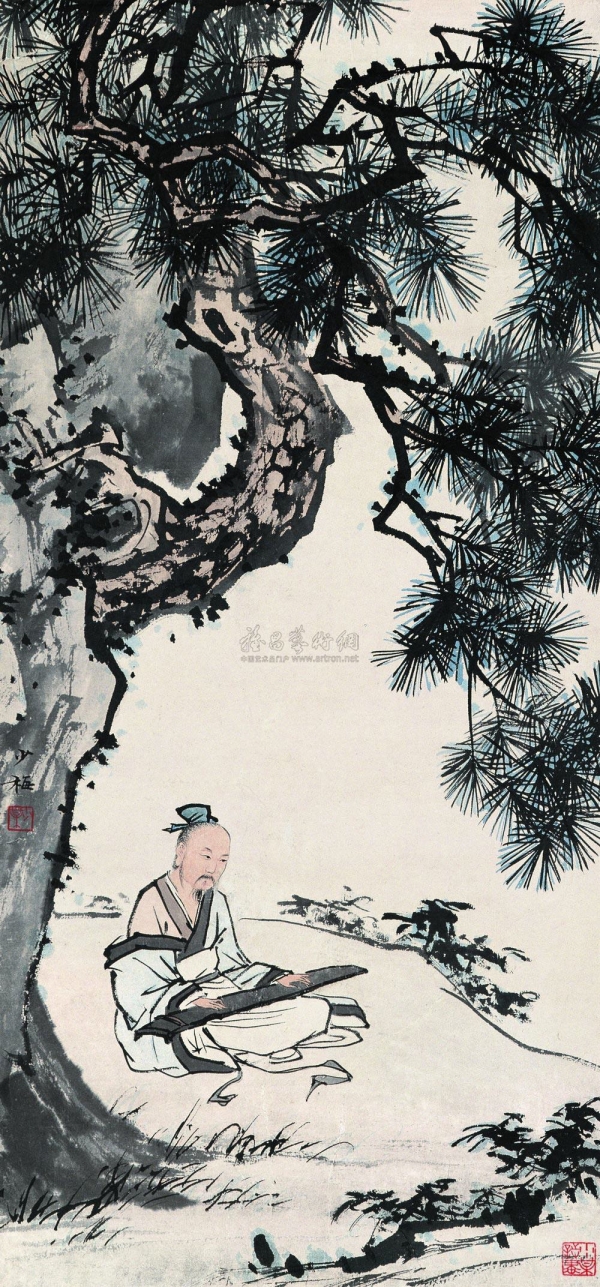 ▲ 근현대 중국화가 진소매(陳少梅)의 松風琴韻 (設色紙本, 67×31.5cm)
